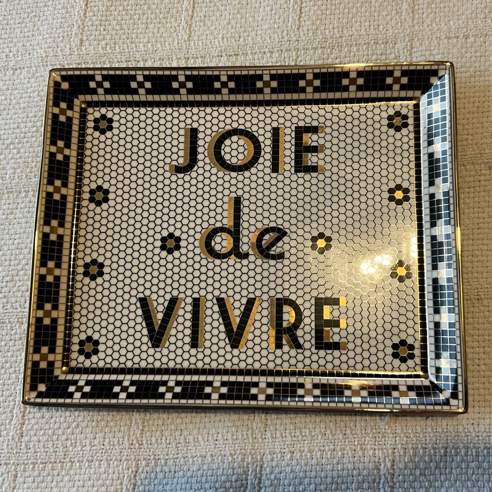Gold black anthropologie tray